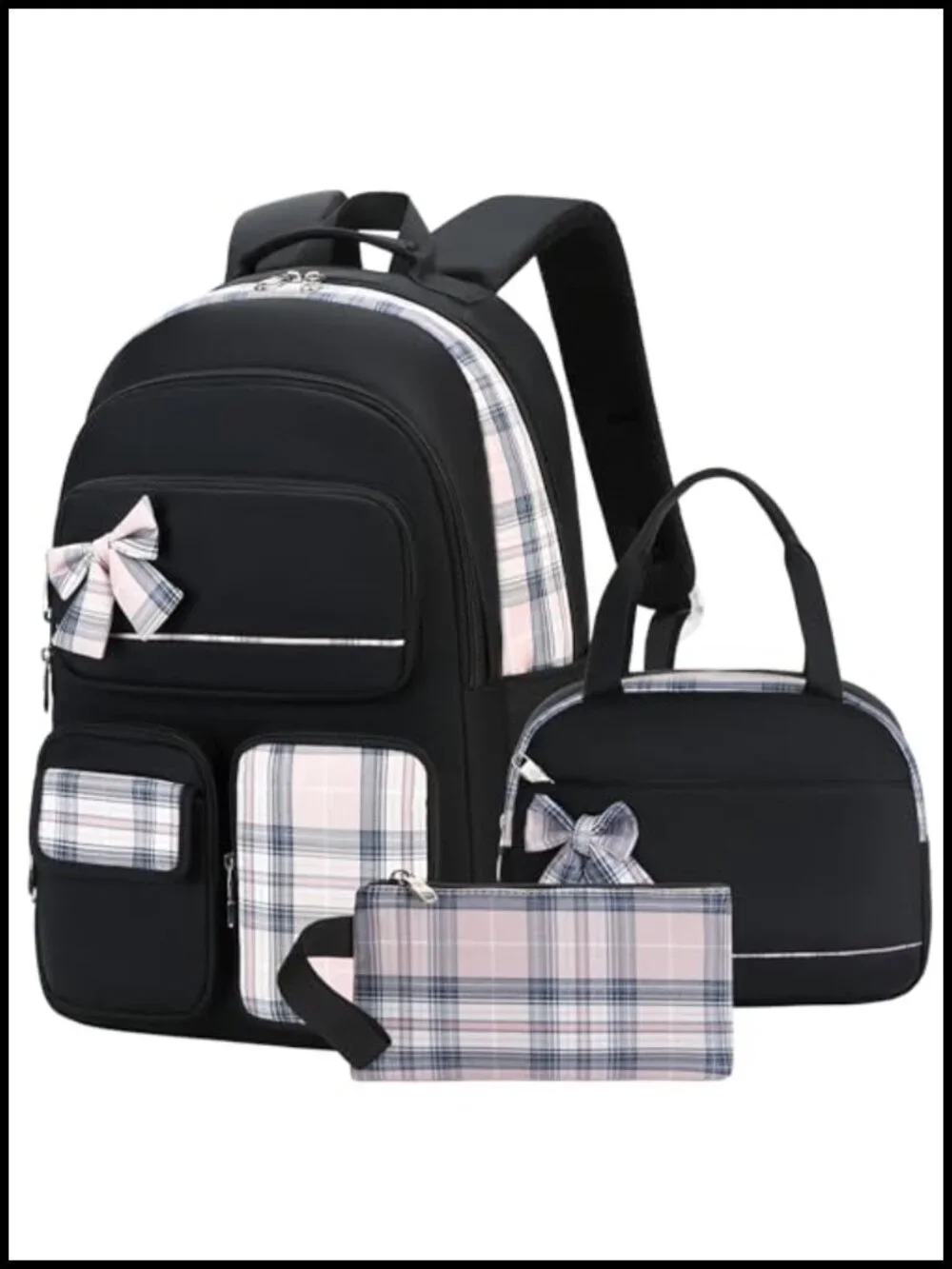 3-Piece Backpack Set with Lunch Box and Pencil Case, Water Resistant Laptop